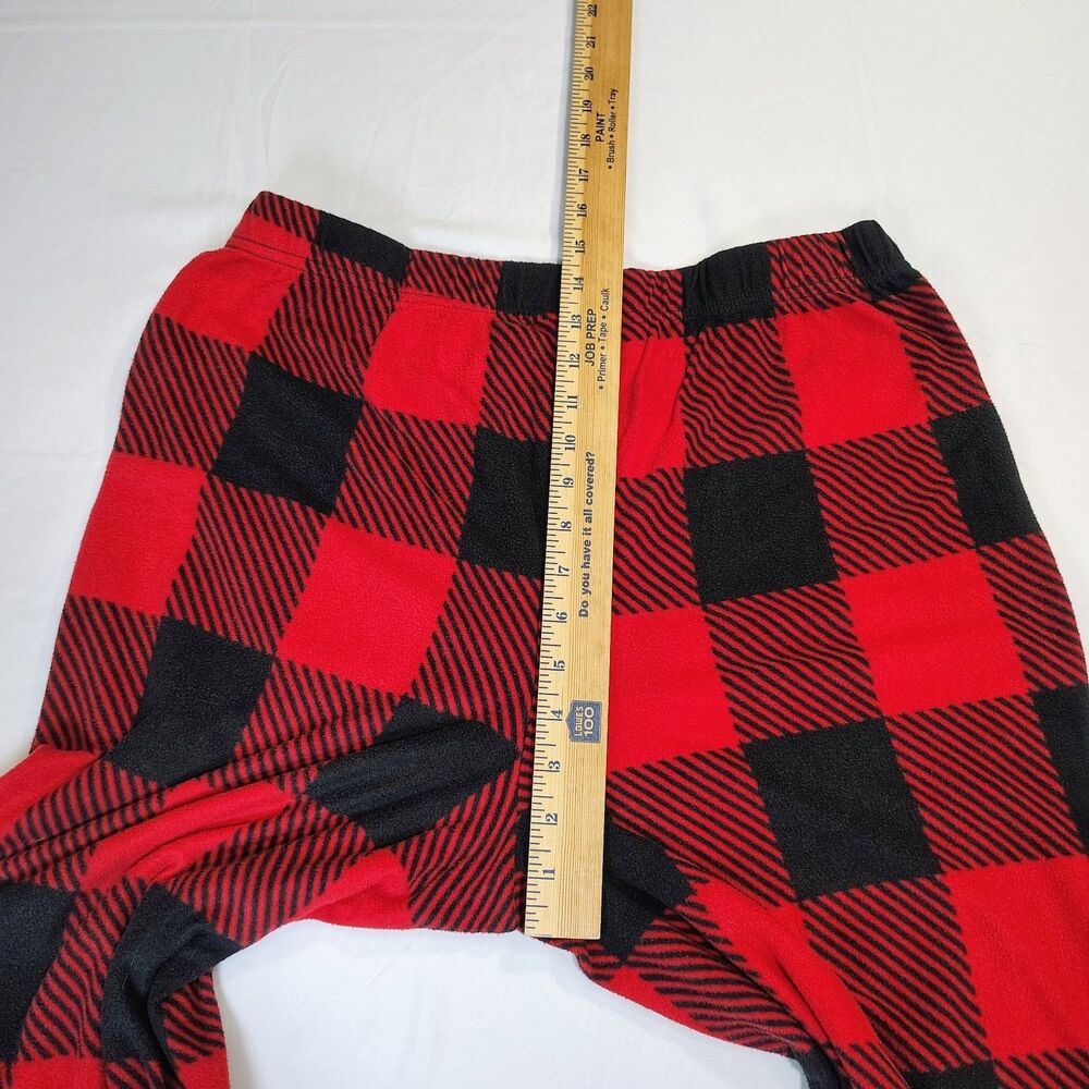 Holiday Time Sz M Red Black Buffalo Plaid Fleece Pajama Pants Christmas - Picture 13 of 14